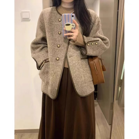 ID:1063 - Spring and autumn high-end Chanel style short woolen coat large size Hepburn style coat
